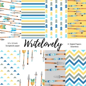 Seamless tribal arrow scrapbook paper - bohemian tribal design - digital download commercial use