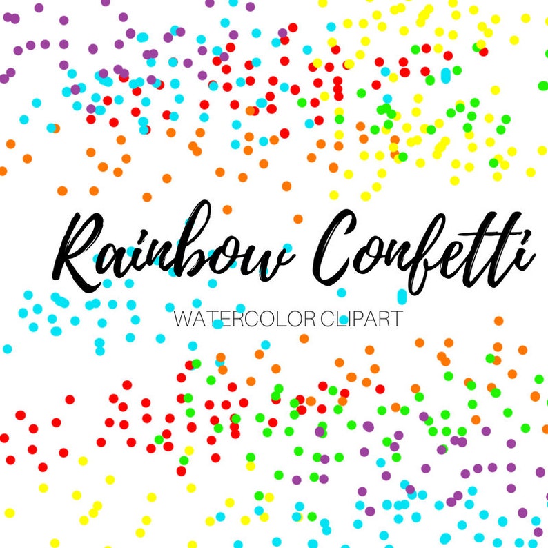 Rainbow Confetti Clipart Sprinkle Clipart Confetti Etsy