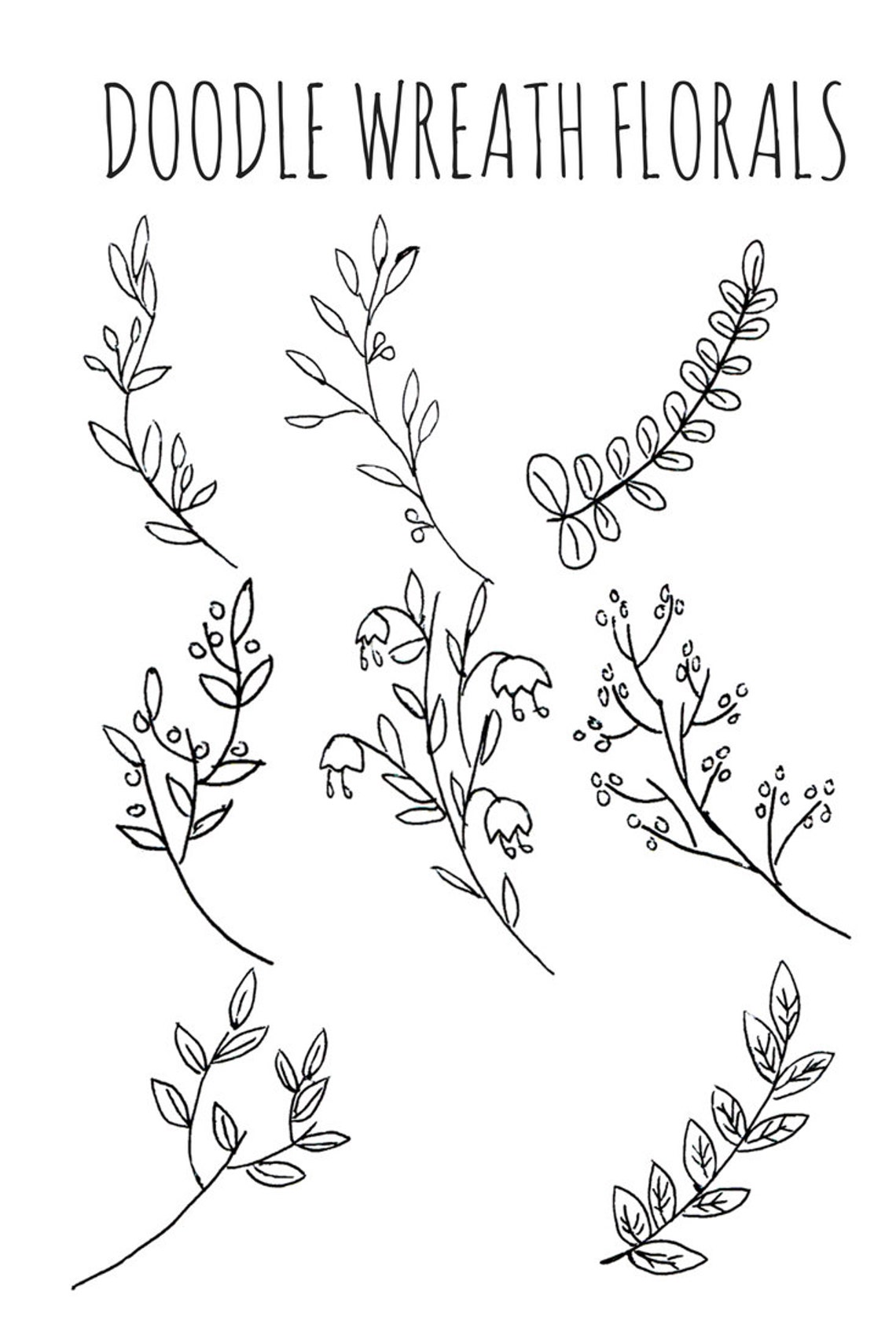 Hand Drawn Flower Clip Art Doodle Clip Art Set Commercial Etsy Canada