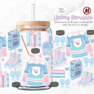Tazza Hockey Romance, Tazza Hockey su ghiaccio da 16 once, Tazza in vetro Romance Book Reader, Tazza Sports Romance, Download digitale a sublimazione