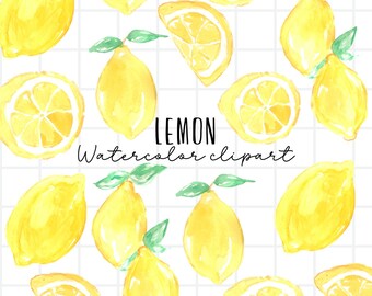 Watercolor clipart- Lemons, citrus,fruit,summer, pair of lemons, bridal shower, main squeeze graphics, commercial use PNG sublimation