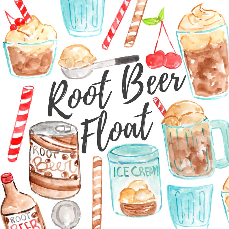 Watercolor Clipart Root Beer Float Soda Ice Cream Summer Etsy Finland
