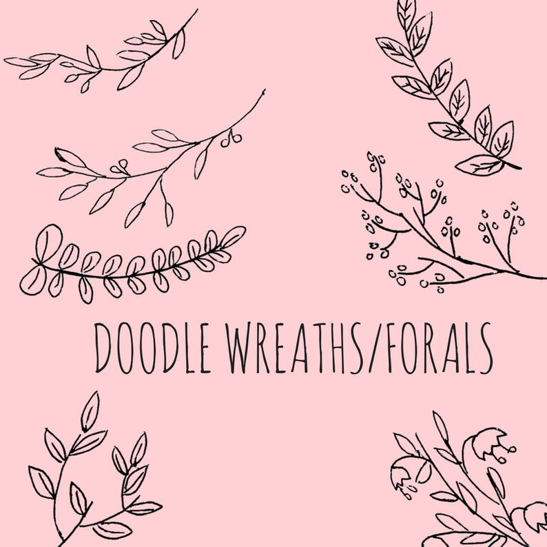 Hand Drawn Flower Clip Art Doodle Clip Art Set Commercial Etsy Canada