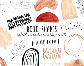 watercolor clipart - abstract clipart - boho - bohemian - png illustration for commercial use