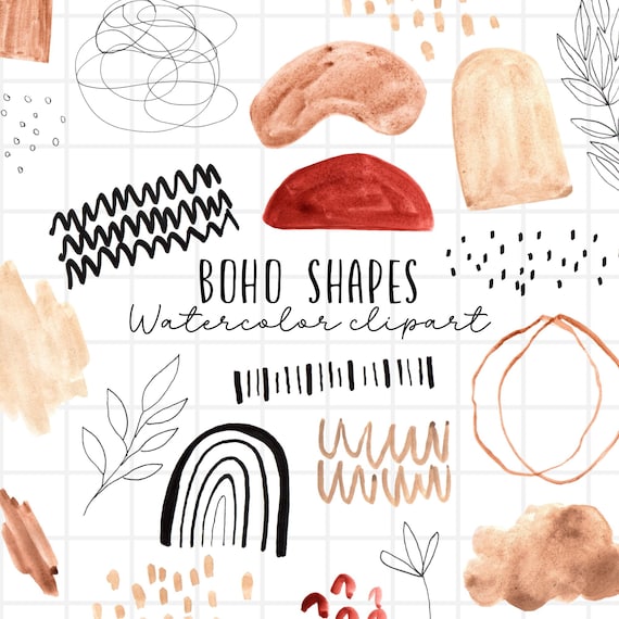 watercolor clipart - abstract clipart - boho - bohemian - png illustration for commercial use