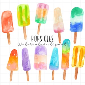 Watercolor popsicle clip art -ice cream - summer illustration - digital download commercial use