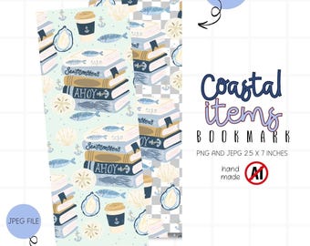 Coastal Summer Bookish Printable Bookmark PNG Digital Download