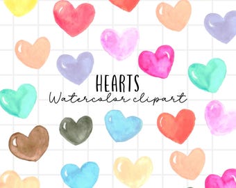 Watercolor Heart Clip Art - Valentines Day Heart Clip  Art - Commercial  Use