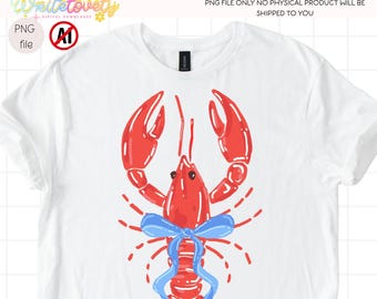 Crawfish, Preppy Coastal Summer PNG Shirt Design Digital Download