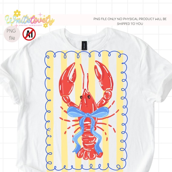 Crawfish Coquette, Preppy Coastal Summer PNG Striped Shirt Design Digital Download
