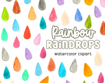 Watercolor shape clipart, raindrop shape png rainbow watercolor shape illustration commercial use