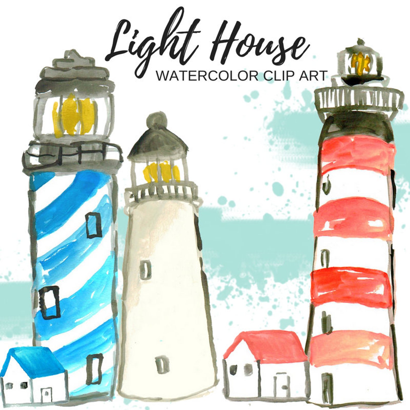Light House Clip Art Watercolor Clip Art Nautical Clip Art - Etsy