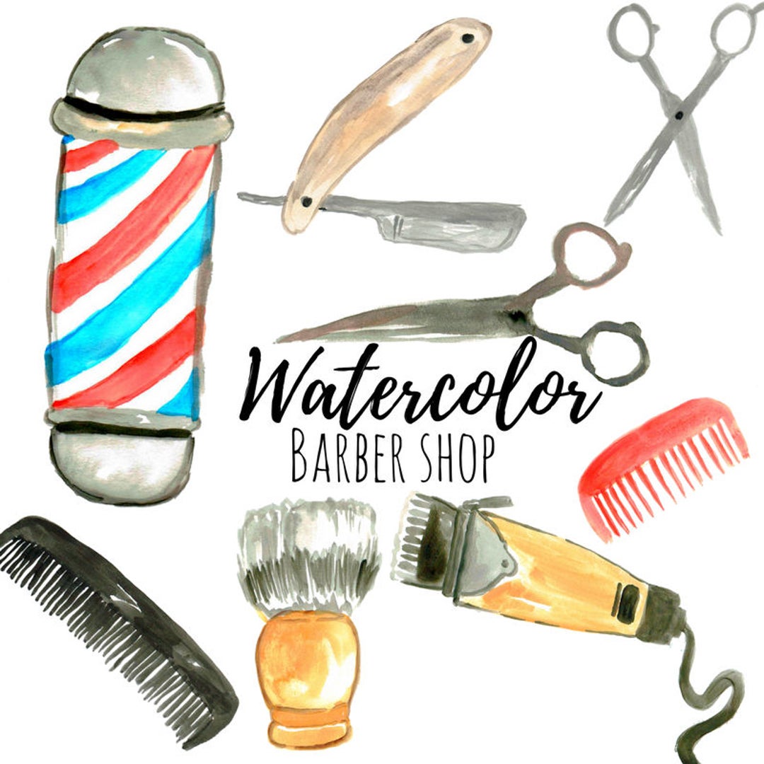 Watercolor Clip Art Barber Shop Clip Art hair Cut Clip Art - Etsy