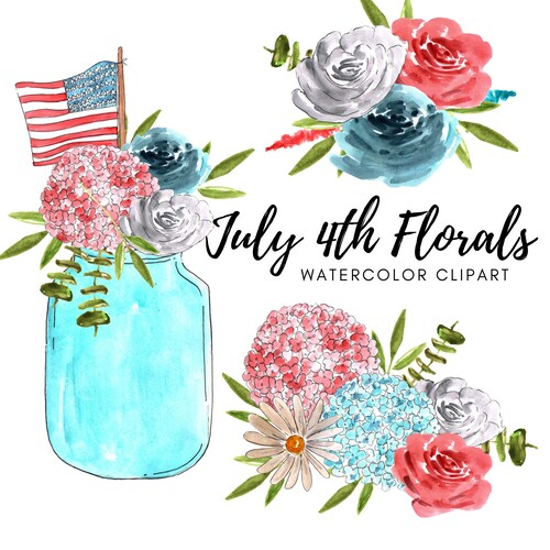 WATERCOLOR CLIPART 4th of July Clip Art Scrapbooking Png Etsy