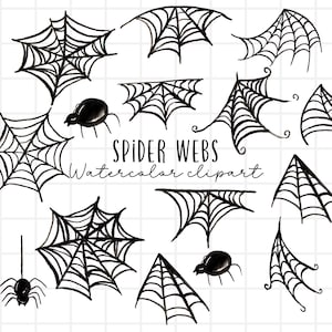 Halloween clip art , watercolor, spider web, cob web, spiders, creepy, spider border, webs, arachnid, bug commercial use