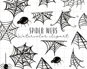 Spider Web Clip Art, Spooky Halloween Clip Art, Digital Stamps ...