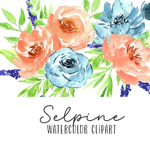 Watercolor clip art - flower clipart - floral graphics - wedding illustration - commercial use