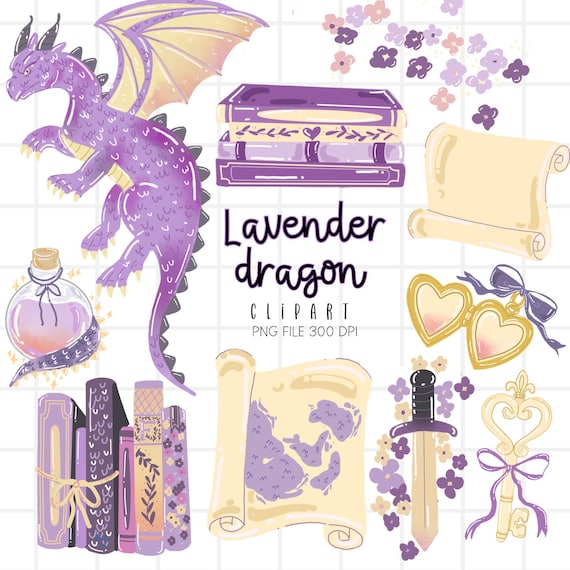 Romantasy Dragon Clipart, Fantasy Romance PNG, Booktok Dragon Book Reader Clipart Digital Download