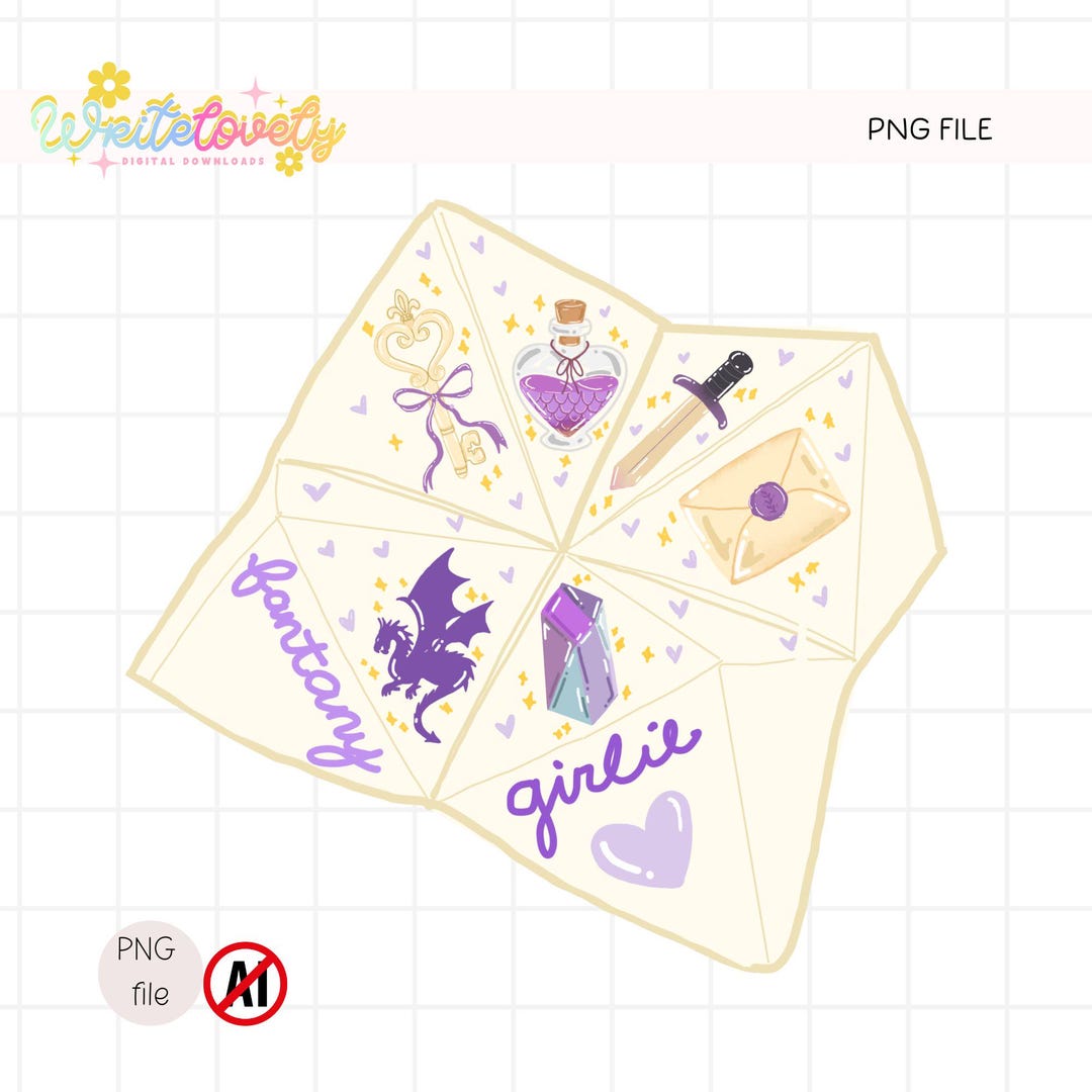 Fantasy Reader Fortune Teller Origami PNG, Bookish Dragon Romance ...