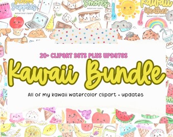 Große Aquarell Clipart - kawaii süße Clip Art Bundle - PNG-Dateien für die kommerzielle Nutzung - kommerzielle Nutzung