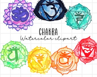 Watercolor clip art - Chakra Clip Art - Rainbow clip art - Zen Clip art -Commercial Use