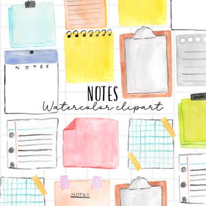 Aquarell Papier Clipart, Notizpapier zurück zu Schule Planer Grafiken im PNG-Format digitaler Download kommerzielle Nutzung