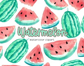 Watercolor watermelon clipart, watermelon slice graphics in png format commercial use