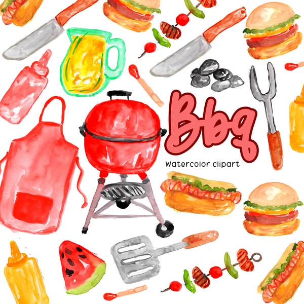 Bbq Clip art - Food clip art - Grill clip art - Outdoor clip art - Commercial Use