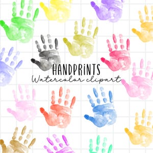 Handabdruck Clipart - Handabdruck Clipart - Aquarell Clipart - Kinder Clipart - Kommerzielle Nutzung