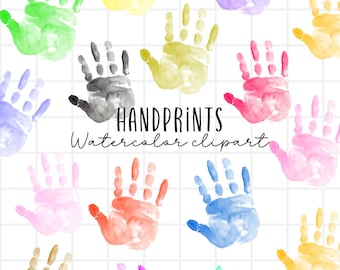 Handprint clipart - hand clipart - watercolor clipart - children clipart - Commercial Use