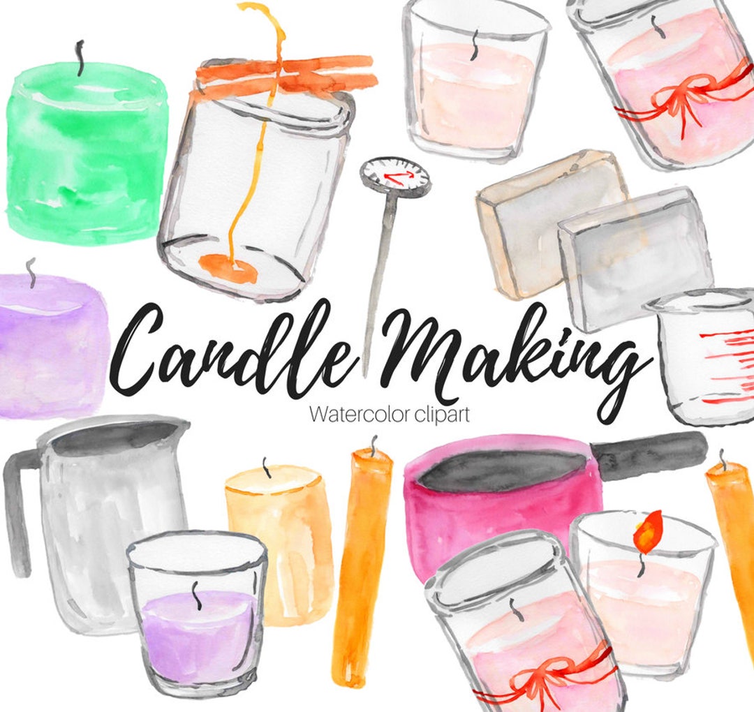 Watercolor Candle Clipart Candle Making Png Wax Digital Download ...