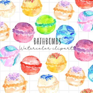 watercolor bath bomb clip art - bathroom - batn time - digital download