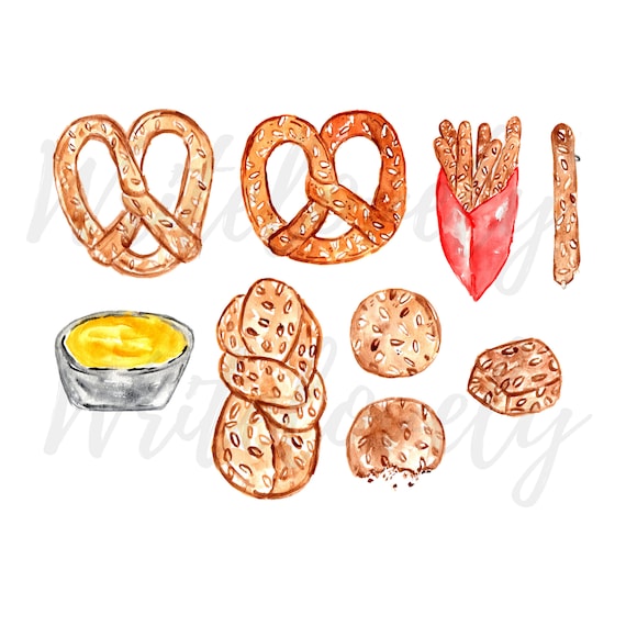 Watercolor Clipart Food, Pretzel, Pretzel Sticks, Pretzel Knot, Carnival  Food, Commercial Use - Etsy Australia