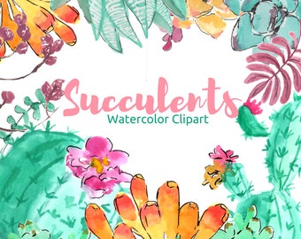 Succulents Clip Art - Watercolor Clip Art - Floral Clip Art - Watercolor Clip Art -  Flower Clip Art - Clip Art Drawing