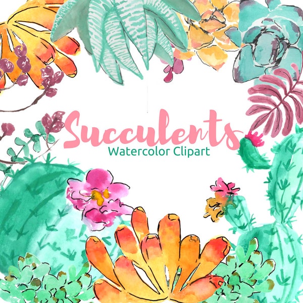 Succulents Clip Art - Watercolor Clip Art - Floral Clip Art - Watercolor Clip Art -  Flower Clip Art - Clip Art Drawing