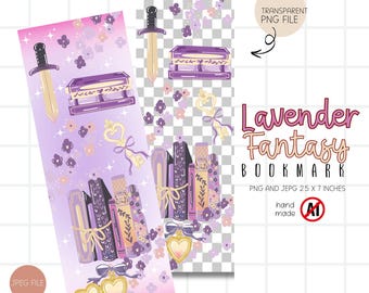 Romantasy Bookmark PNG, Fantasy Reader Printable Bookmark Book Gift
