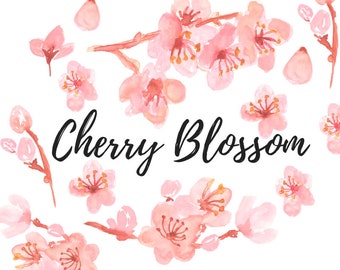 watercolor floral clipart - cherry blossom clipart - japanese flower - digital sticker - Commercial Use