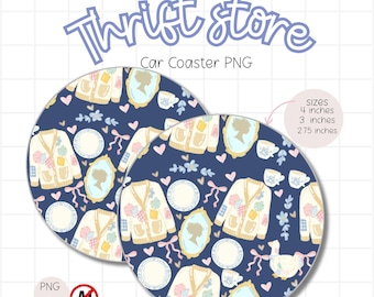 Car Coaster thrift store PNG Thrifting Design, Printable Coaster (Digital Download)