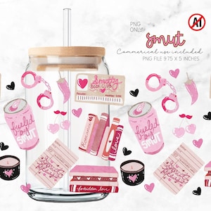 Smut Reader Glass Wrap, Smutty Sublimation PNG, Smutty Bookish Can Wrap, Valentijnsdag 16oz ijskoffie glasblikje wrap