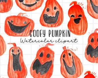 Halloween clipart - Jackolantern - watercolor pumpkins - Halloween instant download - pumpkin graphics - digital stickers - Commercial Use