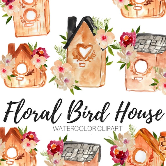 Watercolor Spring Watercolor Clipart Love Clipart Wreath Clipart Spring Clipart Heart Bird Key Bow Feather Flower Leaf Nest Bird House