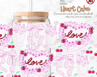 Valentines Coquette Cup Wrap, 16oz Pink Girly Valentines Ice Cup Wrap, Pink Bow Coquette Glass Can Wrap PNG Valentines Day Sublimation