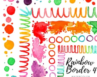 Watercolor clipart - Rainbow border, rainbow frame, doodle frame, abstract border, classroom frames, bulletin border decor, commercial use