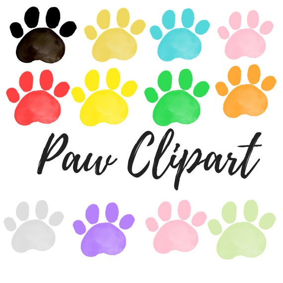 Paw Print Clipart Dog Graphics Icon Watercolor Clipart | Etsy