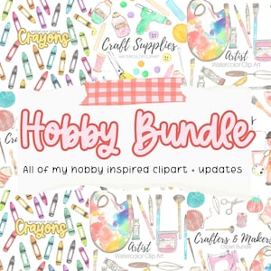 Large watercolor clipart bundle, hobby and craft discount png clipart bundle deal commercial use
