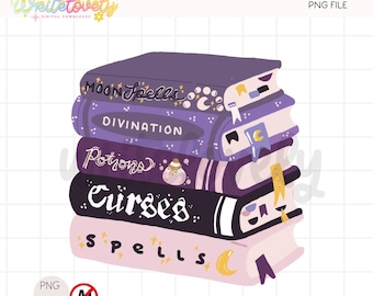 Halloween Books PNG, Witch Book Stack PNG Clipart, Spell Book Design Commercial Use
