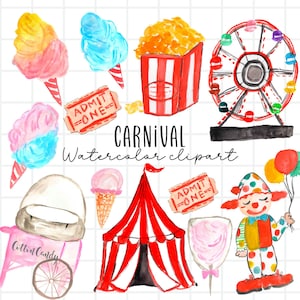 Imágenes prediseñadas de acuarela - Imágenes prediseñadas de carnaval - Imágenes prediseñadas de feria - Imágenes prediseñadas de circo - Uso comercial