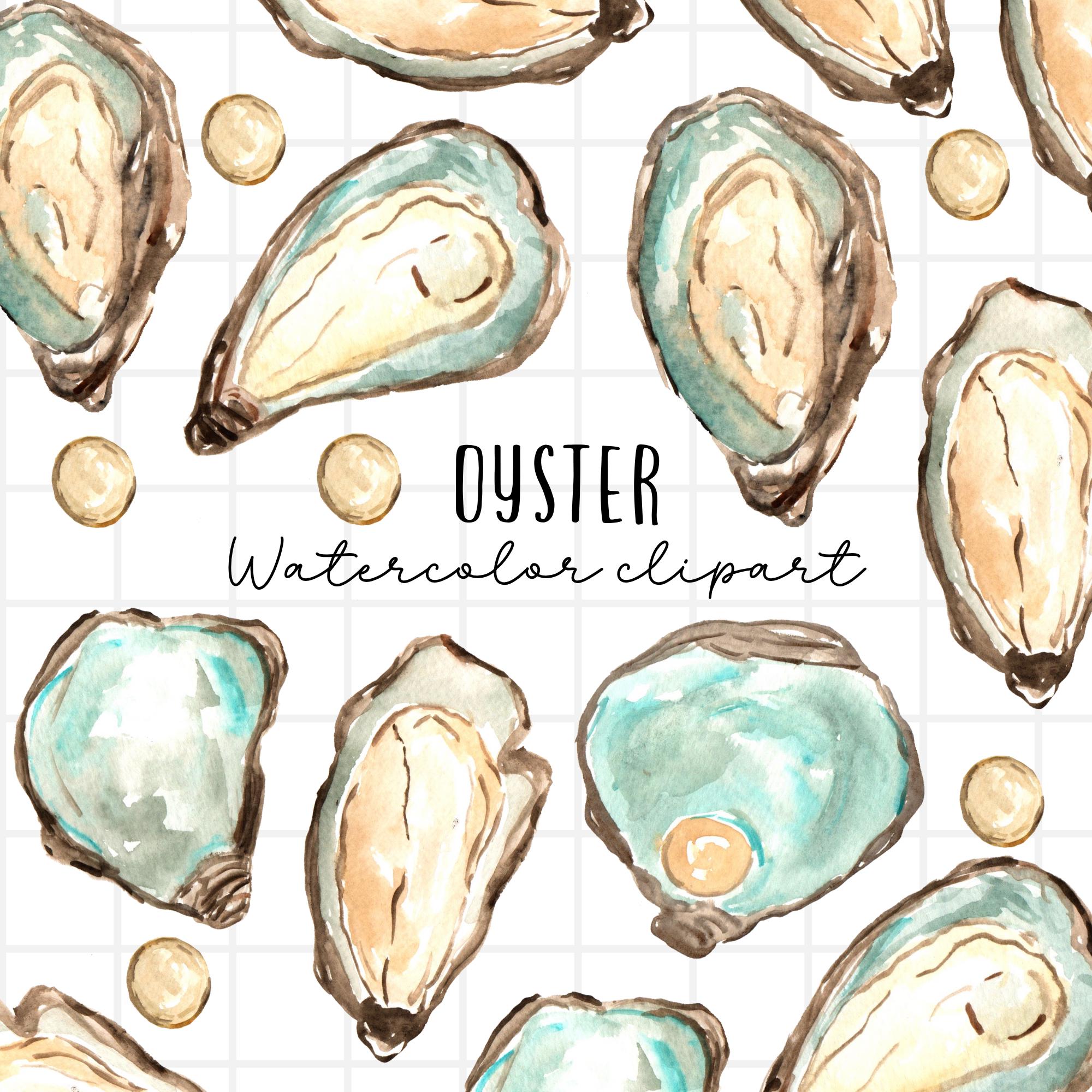 watercolor clipart - oyster clipart  - summer clip art - seafood graphics  commercial use