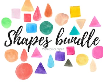 Watercolor shapes clipart - shapes clipart - square clipart - triangle clipart - circle clipart - commercial use