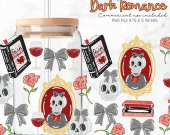 Envoltura para taza Dark Romance, envoltura para taza Bookish PNG, envoltura para taza Bookish PNG por sublimación, romance gótico, envoltura para café helado Dark Romance Book Club de 16 oz